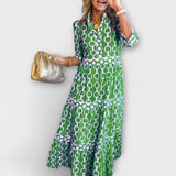 Stavroula - Midikleid Mit Kettenmuster – Grün