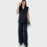 Olanda – Zweiteiler mit Oversize-Blazer und weiter Hose – Schwarz