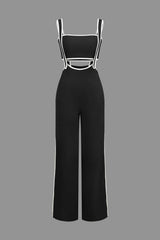Sabine | Zweiteiler mit Kontrastdetails & Figurschmeichelndem Design – Schwarz