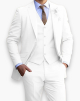 Herren Slim Fit Anzug Beige | Dreiteilig Hochzeit Elegant – Weiß
