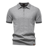 Johncena – Lässiges Polohemd Mit Reißverschluss Im Sportstil – Grau