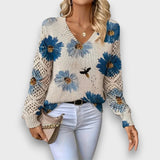 Aurelia – Eleganter Pullover mit Blumendesign – Blau