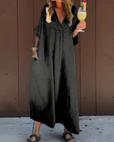 Casual Baumwollkleid – Schwarz