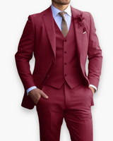 Herren Slim Fit Anzug Beige | Dreiteilig Hochzeit Elegant – Bordeauxrot