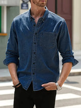 Daniel | Lässiges Langärmelig Denim-Hemd im klassischen Look – Marineblau