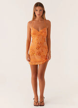 Mandy | Rückenfreies Paillettenkleid – Orange