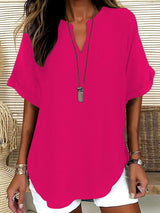 Xalina - Bluse mit weicher Haptik und Ausschnitt-Detail – Tiefes Pink