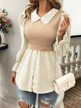 Greta | Stylische Bluse mit Blockstreifen – Braun
