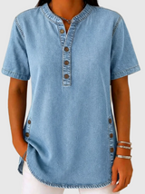 Julina – Jeansbluse Mit Lockerer Passform – Hellblau