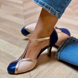 Rosana™ - Bunte High Heels mit Rundzeh – Dunkelblau