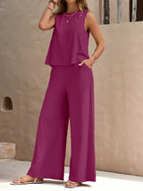 Remy – Elegantes Set aus ärmellosem Top und Hose – Lila