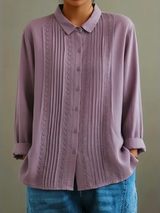 Kalanit - Patchwork Spitzenhemd Aus Leinen Und Baumwolle – Violett