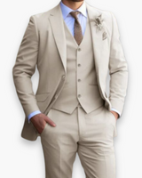 Herren Slim Fit Anzug Beige | Dreiteilig Hochzeit Elegant – Beige