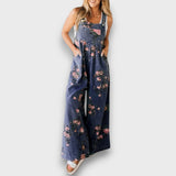 Tivola – Weit geschnittener Blumen-Denim-Overall – Dunkelblau