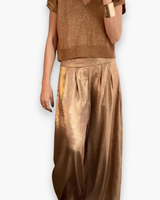 Damen Elegantes Set aus Oberteil und Hose | Vielseitig – Gold