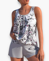 Damen Stilvolles Floral Tankini Set | Zweifarbig – Grau Tier