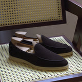 Noryk : Britische handgefertigte flache Herren-Slipper – Dunkelbraun