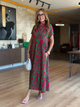 Jubilee – Locker Geschnittenes A-Linien-Kleid Mit Drucken – Rot
