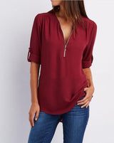 Valeria - Bluse mit Reißverschluss – Rot