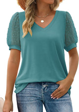Damen Top mit V-Ausschnitt – Marineblauw
