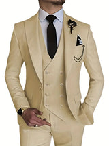 Herren Business-Set | Blazer, Weste und Hose in klarer Form – Beige