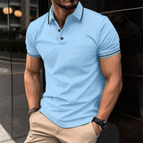 Lewis – Kurzarm-Polo mit klassischem Kragen für Herren – Hellblau