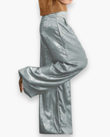 Damen Elegantes Set aus Oberteil und Hose | Vielseitig – Silber