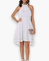 Damen Elegantes Rüschendes Kleid | Midi Festliches Kleid – Weiß