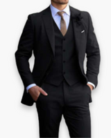 Herren Slim Fit Anzug Beige | Dreiteilig Hochzeit Elegant – Schwarz