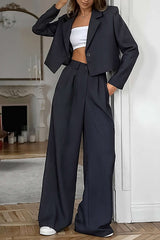 Feline | Moderner Blazer & Weite Hose für Stil. – Dunkelgrau