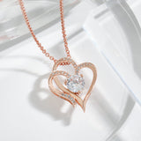 ELENYA – Elegante verstellbare Damen-Halskette mit bezauberndem Doppelherz & funkelnden Zirkonia für einen stilvollen Look – Rosa Gold