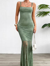 Valentina - Langes Spitzenkleid – Grün