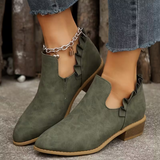 Veredah - Trendige Stiefeletten Mit Rüschen – Grün