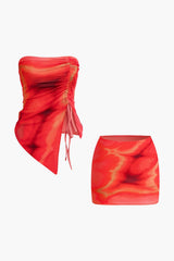 Trixie | Verführerisches Bandeau-Zweiteiler-Set mit Minirock – Rot