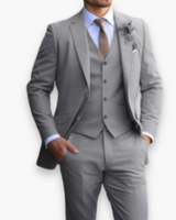 Herren Slim Fit Anzug Beige | Dreiteilig Hochzeit Elegant – Hellgrau