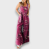 Tivola – Weit geschnittener Blumen-Denim-Overall – Rosa