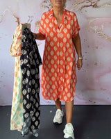 Stilvolle Kleid mit V-Ausschnitt – Orange