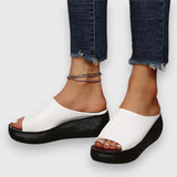 Amelie - Weiche Faux-Leder Sandale – Weiß