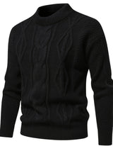Einfarbiger Strickpullover Für Herren, Vintage-Pullover – Schwarz