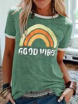 Lucia - Bedrucktes Retro-T-Shirt – Grün