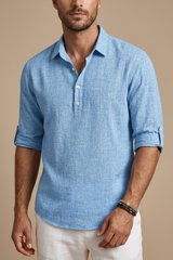 Maxwell | Lässige Passform Kurzarm Poloshirt – Hellblau