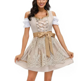 Damen Elegantes Mini Dirndlkleid | Traditionell Festlich – Khaki