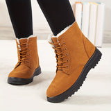 Winterschuhe Damen | Schnürung Flache Sohle Stiefel – Gelb