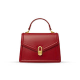 Elena | Strukturierte Damenhandtasche mit Top-Handle & goldfarbenem Verschluss – Elegante City-Bag – Rot