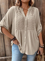 Halina - Weichgriffige Bluse mit V-Ausschnitt – Khaki