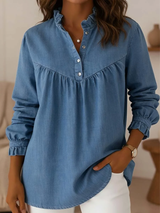 Elvaen - Bluse mit weichem Griff – Blau
