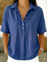 Eulalia - Bluse mit Soft-Touch-Kragen – Blau