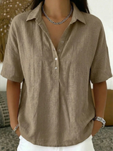 Willow | Bluse mit Kragen und Knopf – Khaki