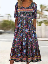 Jenna | Rundhals Boho-Kleid – Multicolor4