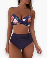 Damen Hochtailliertes Bikini Set | Stilvoll und Schmeichelhaft – Marineblau